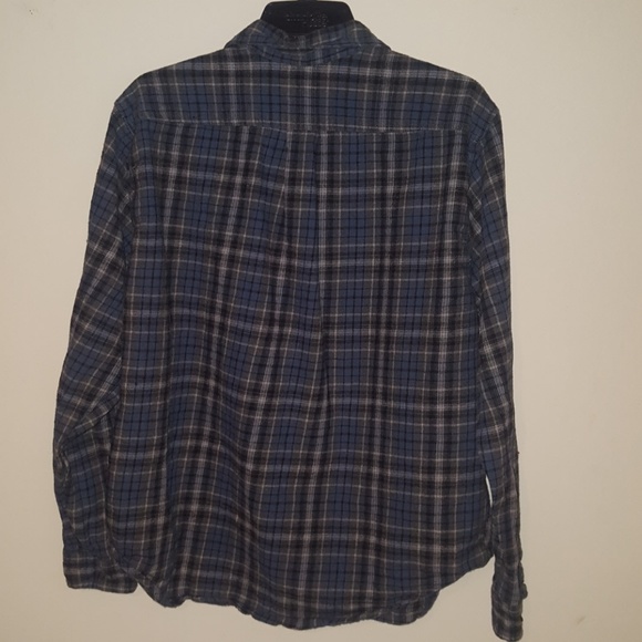 Men's Eddie Bauer Plaid Blue Long Sleeved Shirt - Picture 2 of 5